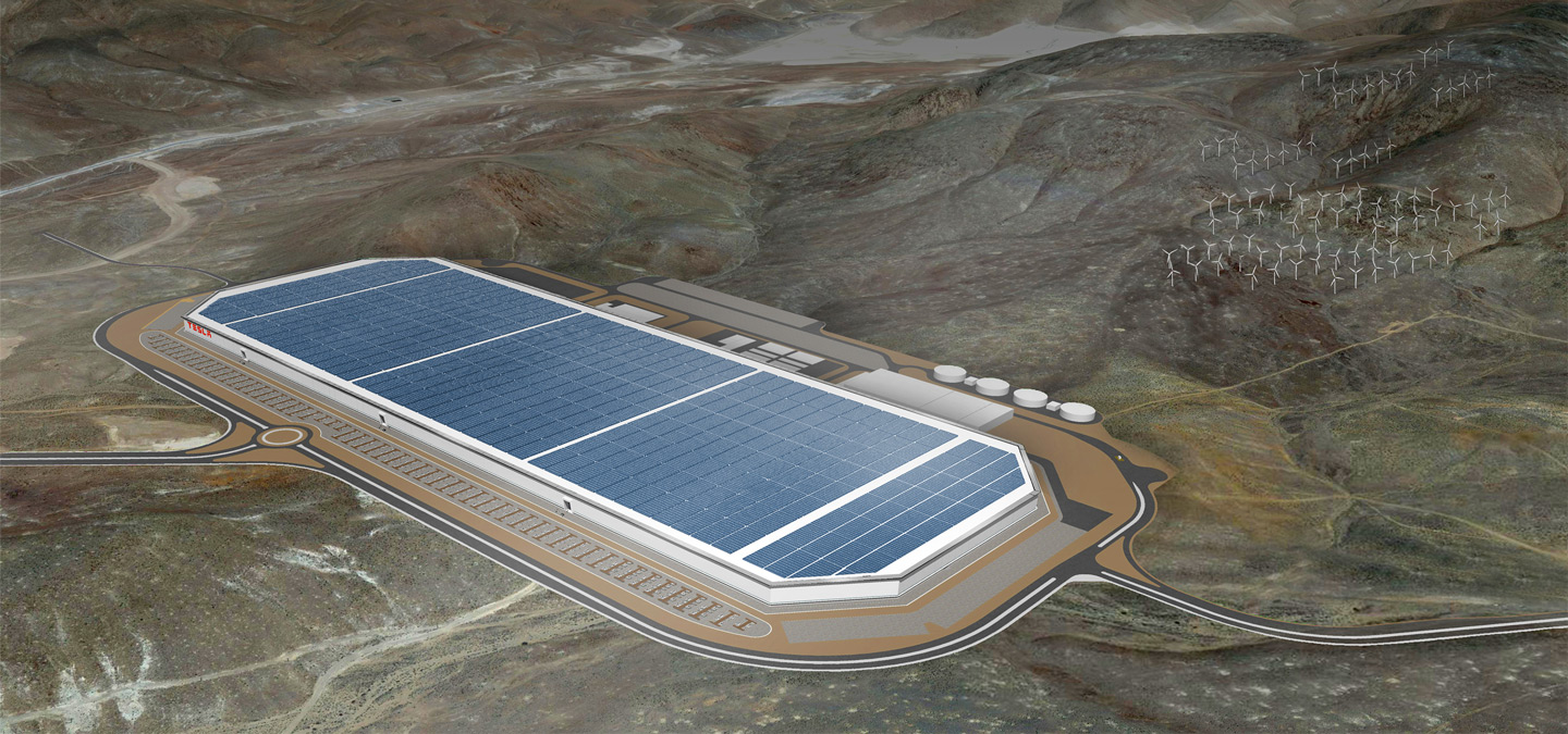 An aerial photo of a Tesla solar energy farm.