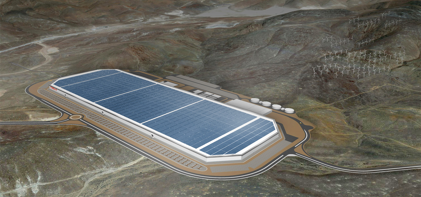 An aerial photo of a Tesla solar energy farm.