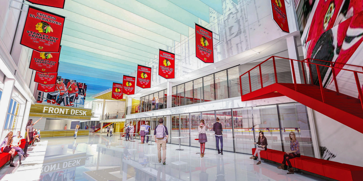 A rendering of the Blackhawks center facilities.