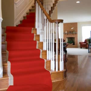 neoprene runner surface protection product on stairs in a home