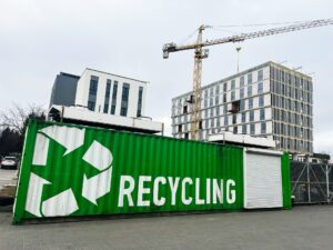 recycling bin on construction site